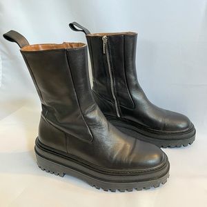 Zara Leather Ankle Boots with Lug Soles